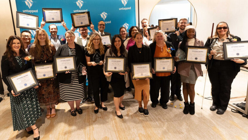 Untapped Awards 2024 Finalists and Award Recipients at PARQ Vancouver on September 19, 2024. They are all holding certificates with big smiles and celebration.