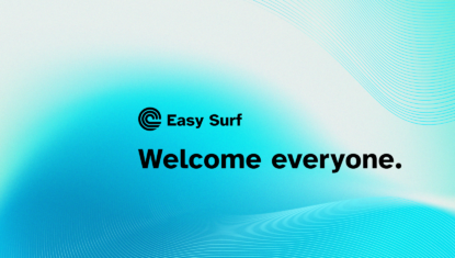 Easy Surf: welcome everyone blue banner